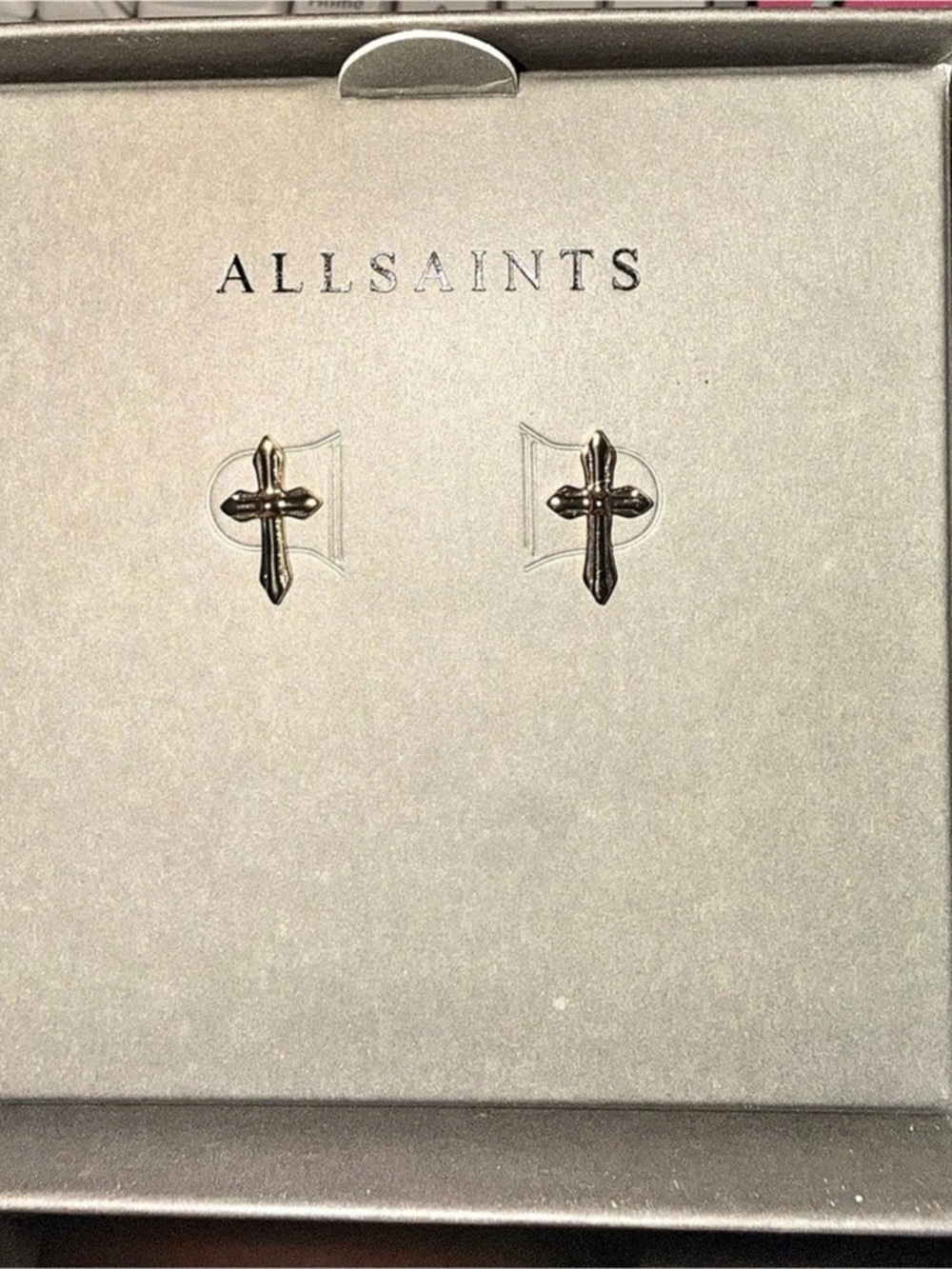 AllSaints Cross Stud Earrings Gold